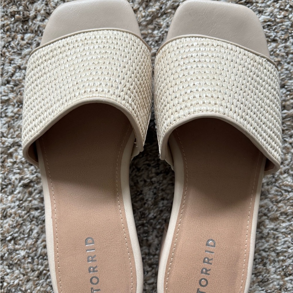 torrid Neutral Woven Slide Mules